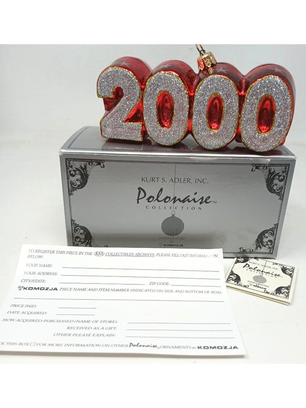 Kurt S. Adler Polonaise 2000 Millennium Glass Ornament AP1119 Handcrafted  #D-9